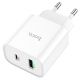 Мережевий зарядний пристрій Hoco C80A Plus, USB, Type-C, QC, PD, 20W, білий Мережевий зарядний пристрій Hoco C80A Plus, USB, Type-C, QC, PD, 20W, білий
