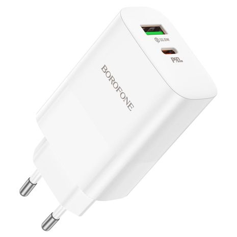 Мережевий зарядний пристрій Borofone BN10, USB, Type-C, PD, 65W, білий Мережевий зарядний пристрій Borofone BN10, USB, Type-C, PD, 65W, білий
