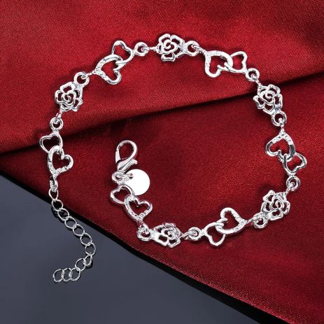 Женский браслет с сердечками и цветами сердце стерл. ср. тиффани tiffany Женский браслет с сердечками и цветами сердце стерл. ср. тиффани tiffany