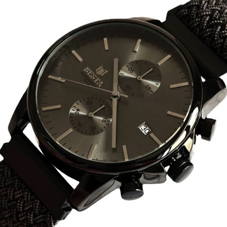 Мужские часы Besta Mars Black & Gray Nylon, 2 ремешка 2154