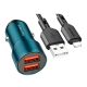 Автомобільний зарядний пристрій Borofone BZ19 Wisdom, кабель USB to Lightning, 2.4A, Сапфірово-синій