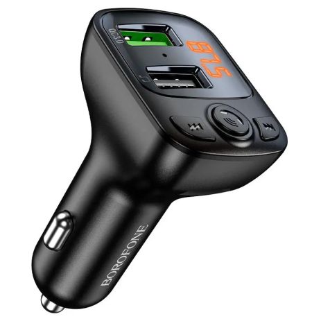Автомобільний зарядний пристрій Borofone BC41, BT5.0, 2 USB, QC3.0, 18W, TF, з FM-модулятором, чорний