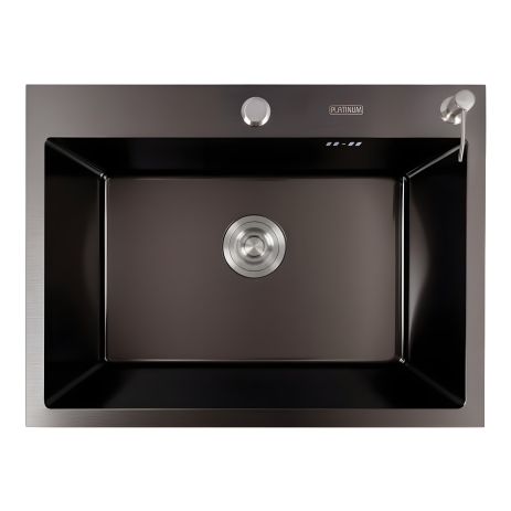 Черная кухонная мойка VALESO Handmade PVD 600х450х220 (в комплекте дозатор, толщина 3,0/1,5 мм)