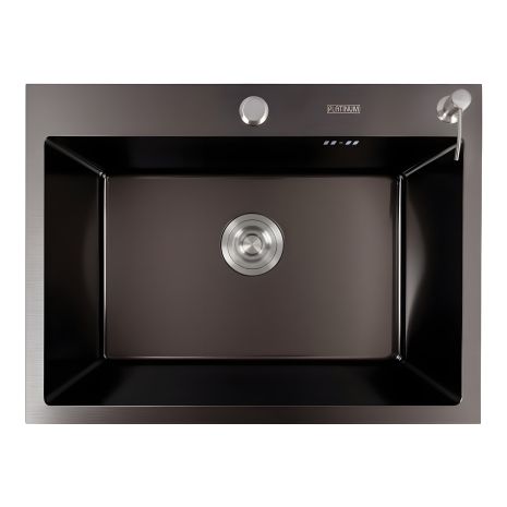 Черная кухонная мойка VALESO Handmade PVD 600х450х220 (в комплекте дозатор, толщина 3,0/1,5 мм)