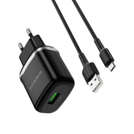 Зарядное устройство Borofone BA36A Micro QC3.0 Black