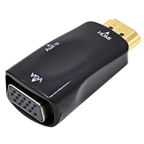 Адаптер перехідник HDMI - VGA (F) + AUX (3.5) чорний Адаптер перехідник HDMI - VGA (F) + AUX (3.5) чорний
