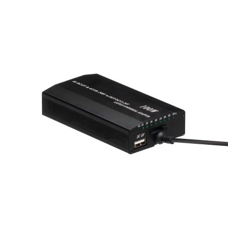 100W универсальное зарядное устройство для ноутбука с авто адаптером, черное