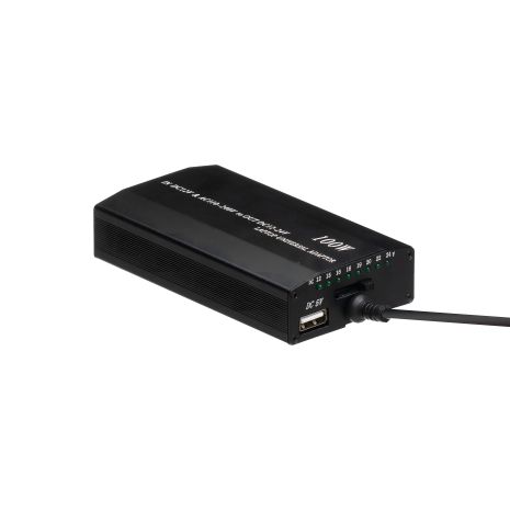 100W универсальное зарядное устройство для ноутбука с авто адаптером, черное 100W универсальное зарядное устройство для ноутбука с авто адаптером, черное