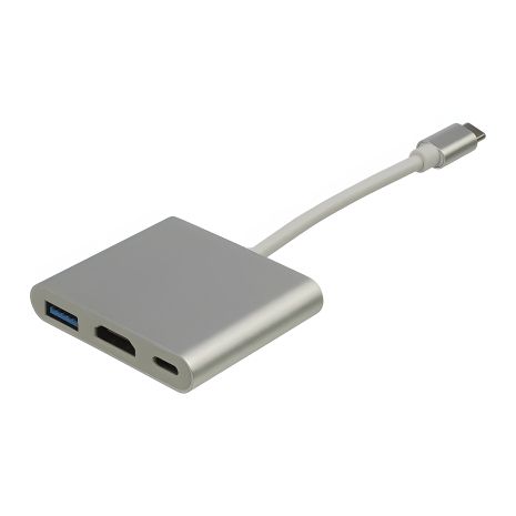 Мультиадаптер хаб Type-C - HDMI + USB3.0 + Type-C білого кольору Мультиадаптер хаб Type-C - HDMI + USB3.0 + Type-C білого кольору