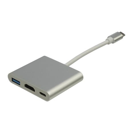 Мультиадаптер хаб Type-C - HDMI + USB3.0 + Type-C білий Мультиадаптер хаб Type-C - HDMI + USB3.0 + Type-C білий