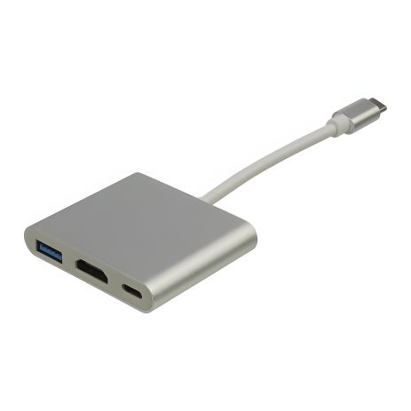 Мультиадаптер хаб Type-C - HDMI + USB3.0 + Type-C білого кольору