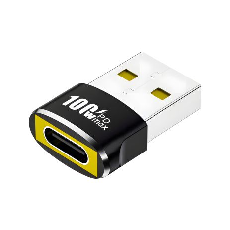 OLAF адаптер USB-A to USB-C (Type-C) PD 100W OTG, черно-желтый