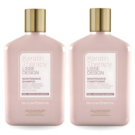 Набір для волосся Alfaparf Milano DUO Lisse Design Keratin Therapy шампунь і кондиціонер для блиску та шовковистості, 2x250 мл