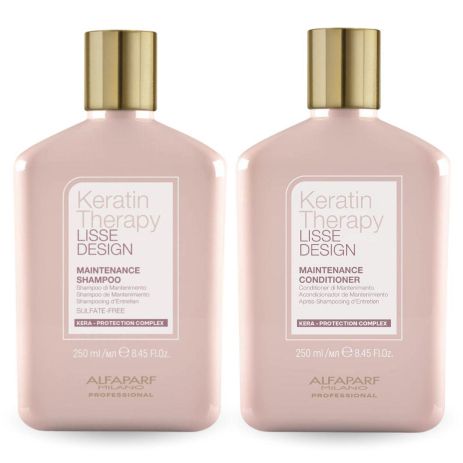 Набор Alfaparf Milano DUO Lisse Design Keratin Therapy шампунь и кондиционер для блеска и шелковистости волос, 2x250 мл Набор Alfaparf Milano DUO Lisse Design Keratin Therapy шампунь и кондиционер для блеска и шелковистости волос, 2x250 мл