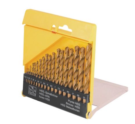 Набор сверл для металла 19 шт HSS ТИТАН 1-10 мм plastic box MASTERTOOL 11-0219