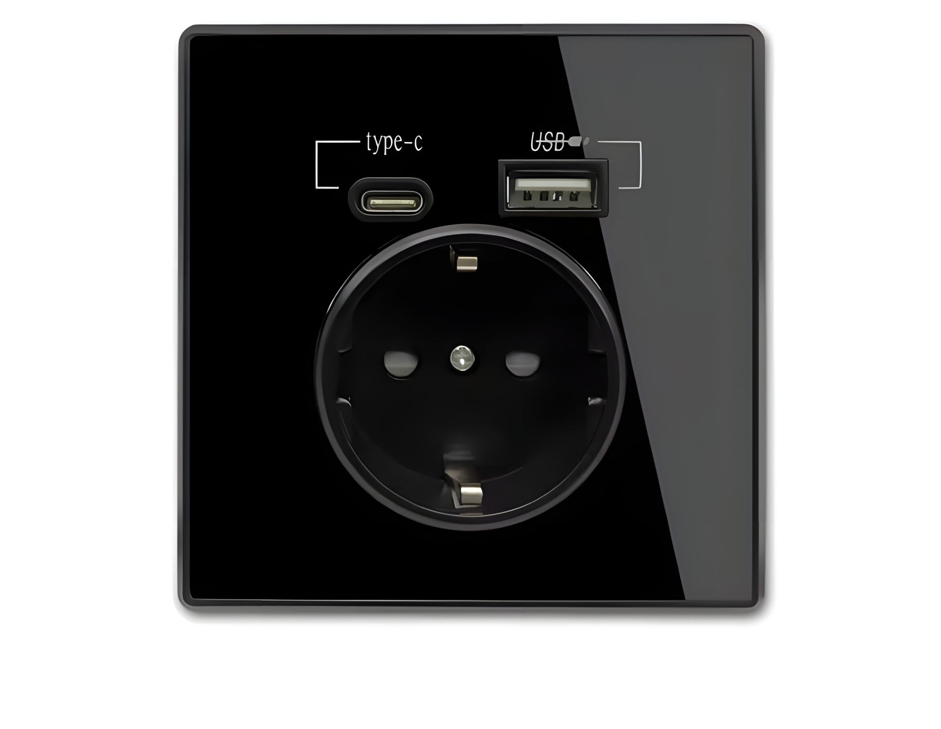 Внутрішня настінна розетка Type-C USB 250В/16А чорна Внутрішня настінна розетка Type-C USB 250В/16А чорна