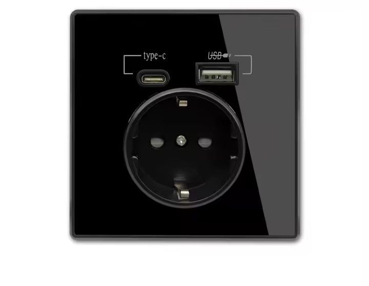 Внутренняя розетка Type-C USB 250В/16А черная Внутренняя розетка Type-C USB 250В/16А черная