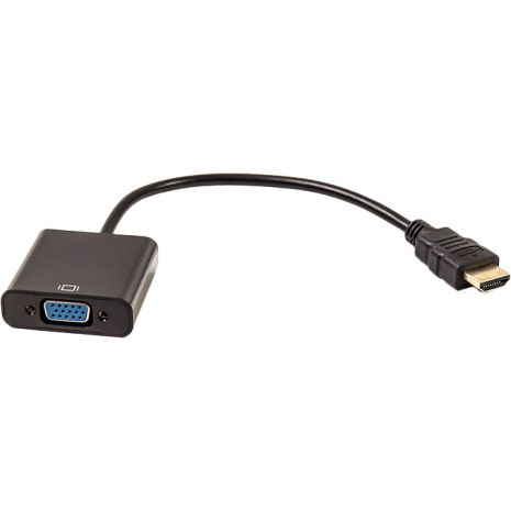 Кабель-перехідник PowerPlant HDMI - VGA, 0.15м, позолочені конектори, чорний Кабель-перехідник PowerPlant HDMI - VGA, 0.15м, позолочені конектори, чорний