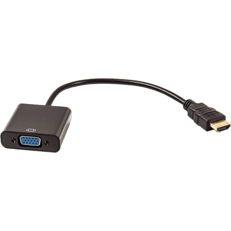 Кабель-перехідник PowerPlant HDMI - VGA, 0.15м, позолочені конектори, чорний Кабель-перехідник PowerPlant HDMI - VGA, 0.15м, позолочені конектори, чорний