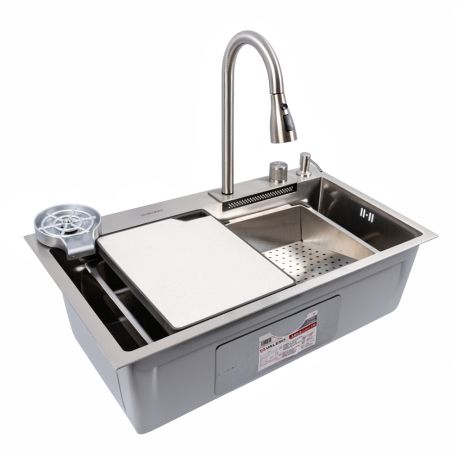 Кухонна мийка сатин Valeso Handmade "Водоспад" (ДЕКОР) 75х45B