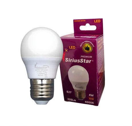 SIRIUSSTAR світлодіодна лампа 3406 G45 4W-4000K-E27 SIRIUSSTAR світлодіодна лампа 3406 G45 4W-4000K-E27