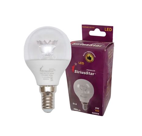 LED лампа SIRIUSSTAR 3304 G45 crystal 6W-4000K-E14