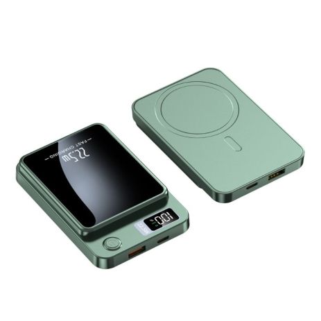 Магнитный беспроводной аккумулятор Power Bank 20000 мАч 22,5 Вт для iPhone, Xiaomi, Samsung Зеленый