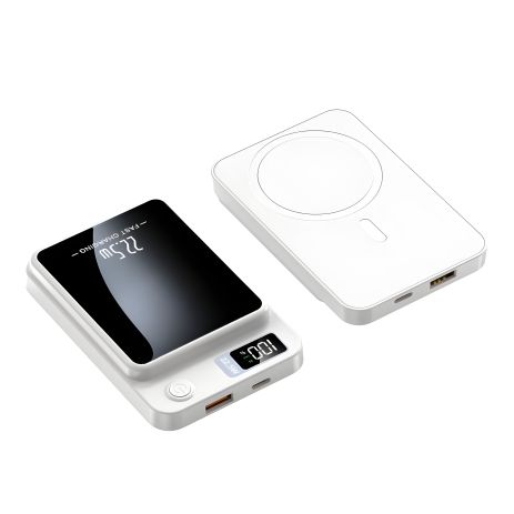 Беспроводной магнитный Power Bank аккумулятор 20000 мАч 22,5 Вт для iPhone, Xiaomi, Samsung Белый