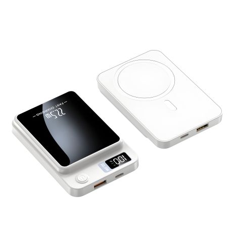 Беспроводной магнитный Power Bank аккумулятор 20000 мАч 22,5 Вт для iPhone, Xiaomi, Samsung Белый