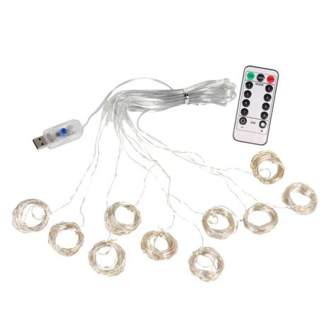Гірлянда LED штора-роса 3x3м (Без гачків) (холодний білий, USB, Пульт, 8 режимів) Гірлянда LED штора-роса 3x3м (Без гачків) (холодний білий, USB, Пульт, 8 режимів)
