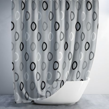 Довга штора для ванної, 180x220 см, Rings grey Tropik Довга штора для ванної, 180x220 см, Rings grey Tropik