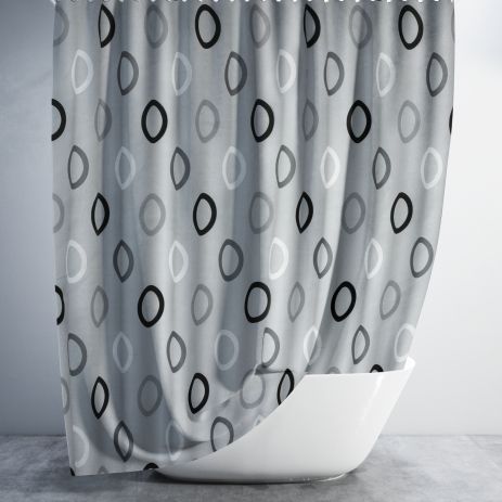 Штора для ванної довга 180x220 см Rings grey Tropik Штора для ванної довга 180x220 см Rings grey Tropik