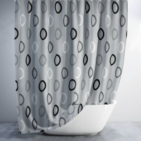 Фіранка для ванної Rings grey Tropic 180x200 см