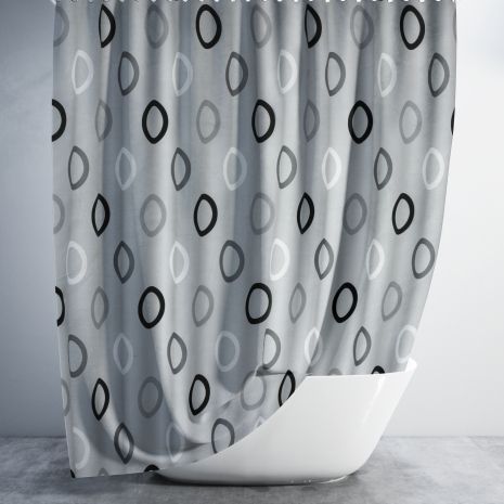 Штора для ванної довга 180x220 см Rings grey Tropik Штора для ванної довга 180x220 см Rings grey Tropik
