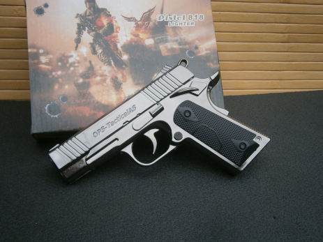 Зажигалка пистолетная OPS Tactical 818 Зажигалка турбо газовая металлическая сувенирная черная Зажигалка пистолетная OPS Tactical 818 Зажигалка турбо газовая металлическая сувенирная черная