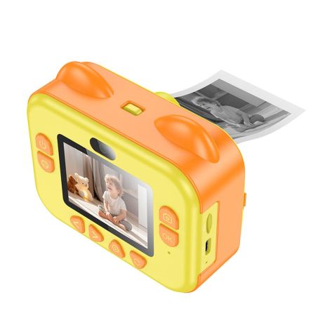 Дитяча цифрова фото-відео камера HOCO Dual-camera children printing camera DV204, 2.4", HD screen, 48MP, 800mAh, 3h, yellow