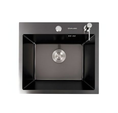 Кухонна мийка 50*45 PVD чорна VALESO Handmade (3,0/1,5) з антиплямовим покриттям