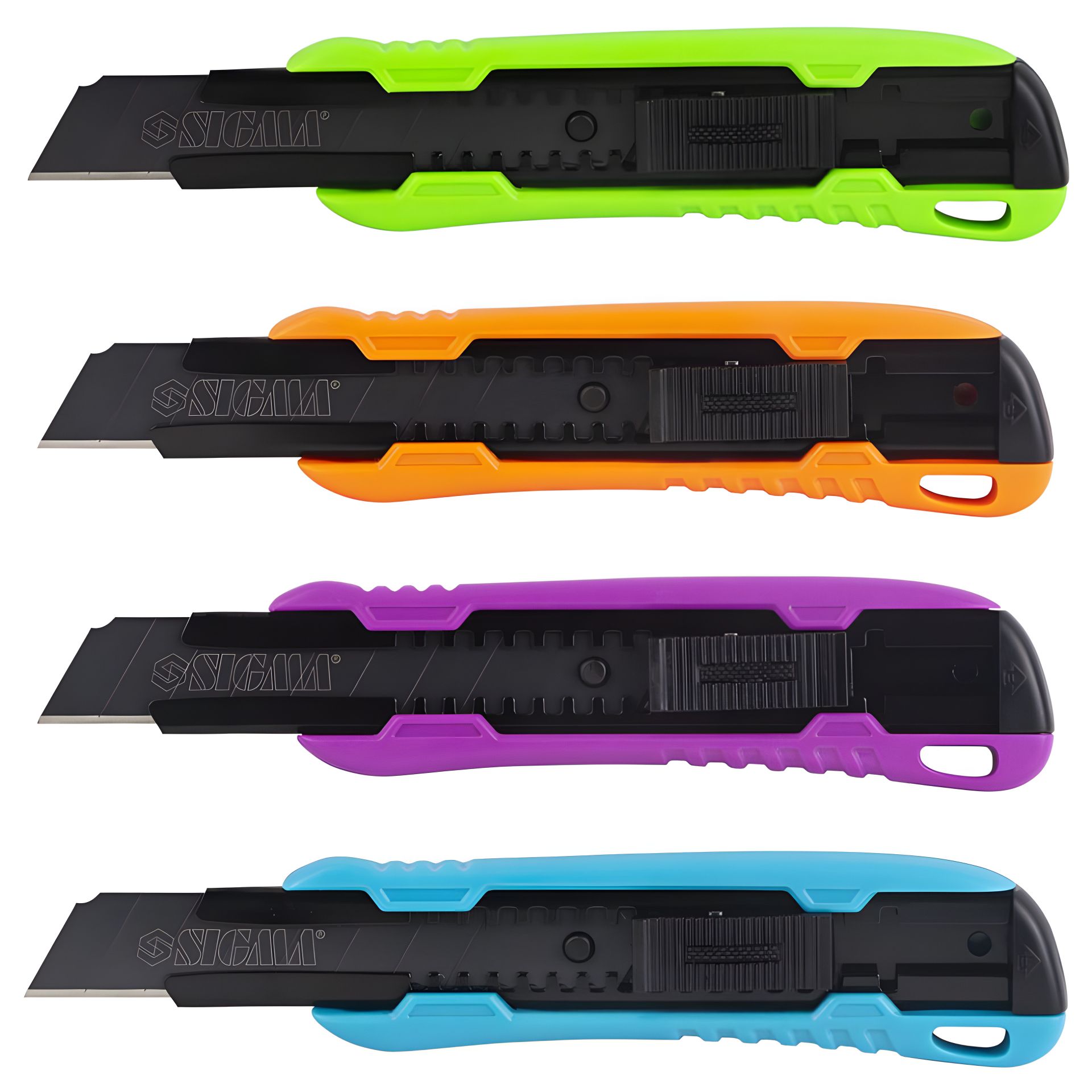 Сегментний ніж з лезом 18мм, корпус ABS, автоматичний замок SIGMA 8211091 Сегментний ніж з лезом 18мм, корпус ABS, автоматичний замок SIGMA 8211091