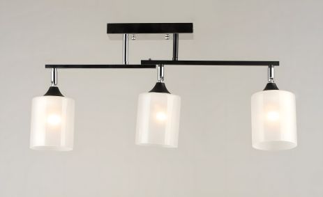 Потолочная люстра на 3 плафона VALESO K2321/3 черный+хром E27 Потолочная люстра на 3 плафона VALESO K2321/3 черный+хром E27
