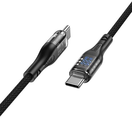 Кабель Hoco U115 з дисплеєм, Type-C to Type-C, PD, 100W, 1.2m, чорний