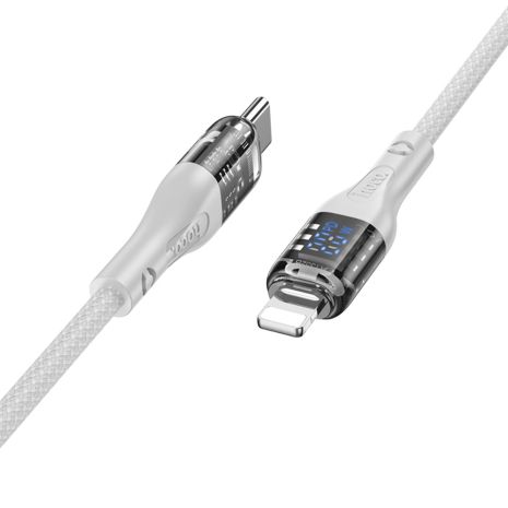 Кабель Hoco U115 з дисплеєм, Type-C to Lightning, 1.2m, сірий