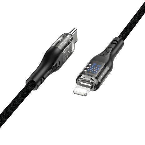 Кабель черный с дисплеем Hoco U115 Type-C to Lightning 1.2м