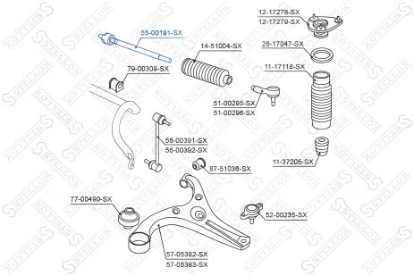 Рулевая тяга KIA RIO, модель STELLOX (5500191SX) Рулевая тяга KIA RIO, модель STELLOX (5500191SX)