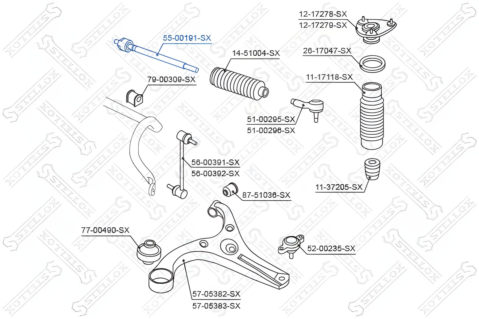 Рулевая тяга KIA RIO, модель STELLOX (5500191SX) Рулевая тяга KIA RIO, модель STELLOX (5500191SX)