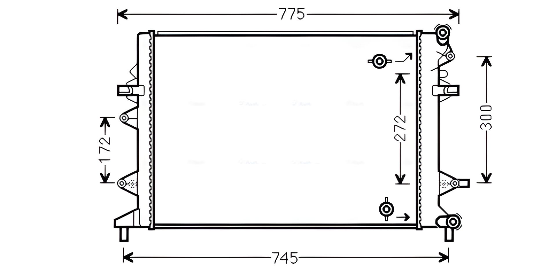 Охолоджуючий радіатор VW BEETLE, AVA (VNA2370) Охолоджуючий радіатор VW BEETLE, AVA (VNA2370)