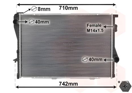Радіатор охолодження для BMW 5, Van Wezel (06002170)