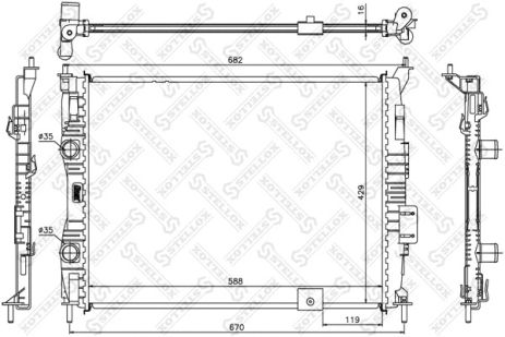 Радіатор охолодження NISSAN QASHQAI, STELLOX (1026589SX) Радіатор охолодження NISSAN QASHQAI, STELLOX (1026589SX)
