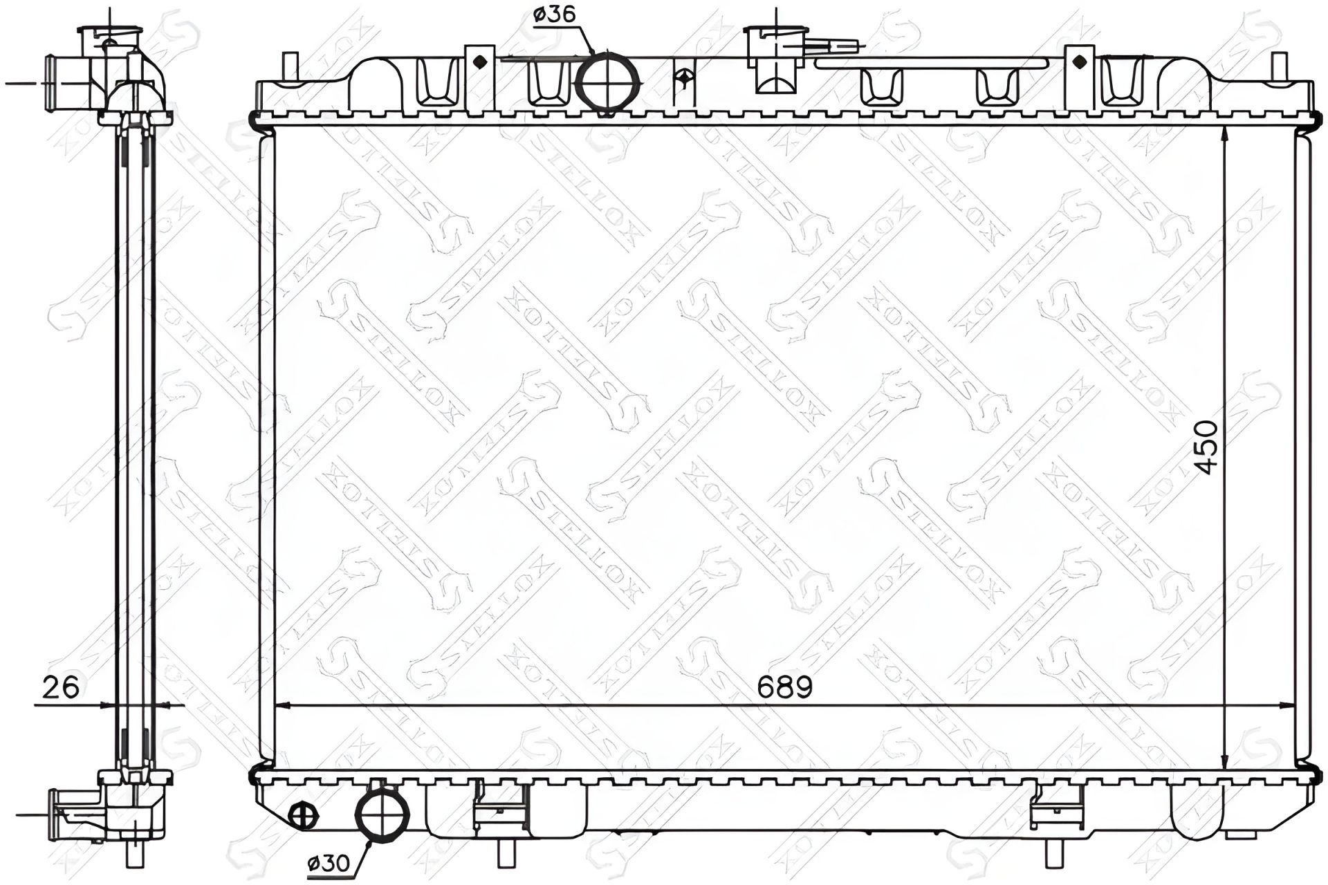 Охлаждающий радиатор для NISSAN X-TRAIL, STELLOX (1026715SX) Охлаждающий радиатор для NISSAN X-TRAIL, STELLOX (1026715SX)