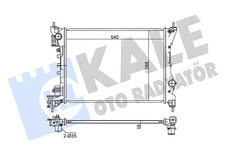 OPEL COMBO радіатор охолодження, VAUXHALL COMBO, KALE OTO RADYATOR (351280)