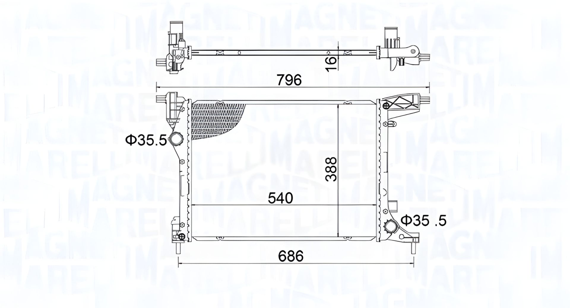 Охлаждающий радиатор для FIAT TIPO от MAGNETI MARELLI (350213203700) Охлаждающий радиатор для FIAT TIPO от MAGNETI MARELLI (350213203700)